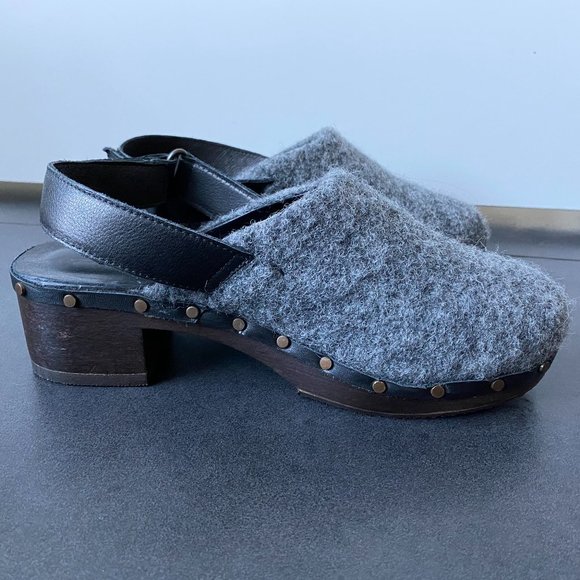 Argilla Women's Shoes Clogs Wool Grey Open Heel - Picture 7 of 12